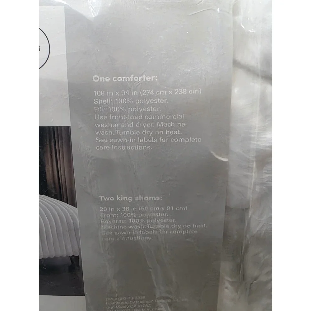 Hallmart Collectibles Comforter Set Ivory Faux‎ Fur 3 Piece King Glam Luxurious